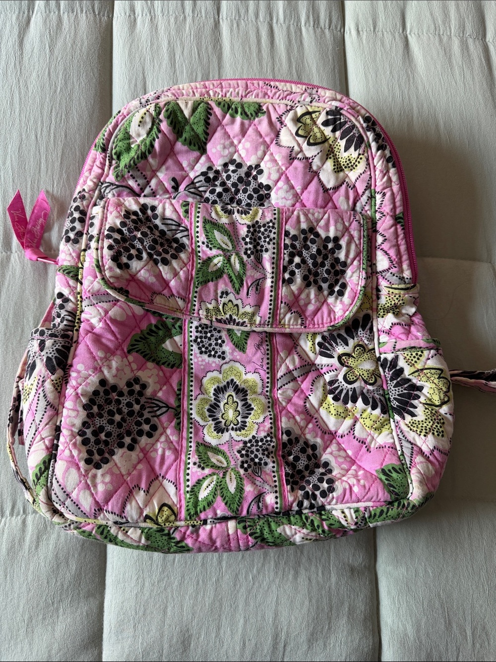 Vera Bradley Quilted Small Backpack in Priscilla Pink